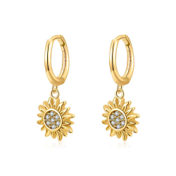 Silver Zircon Earrings Zirconia Earrings - Sun