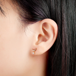 Silver Zircon Earrings Zirconia Earrings - Star Moon