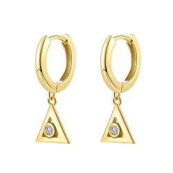 Silver Zircon Earrings Zirconia Earrings - Triangle