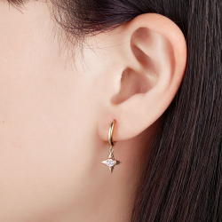 Silver Zircon Earrings Zirconia Earrings - Star