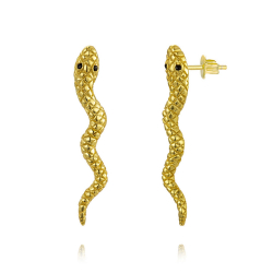 Silver Zircon Earrings Zirconia Earrings - Snake