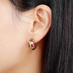 Silver Zircon Earrings Zirconia Earrings - Snake