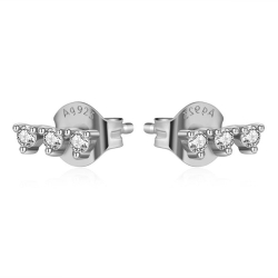 Silver Zircon Earrings Zirconia Earrings - 3 Cz