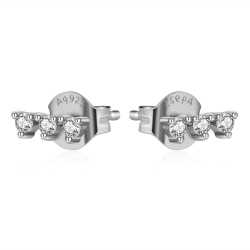 Silver Zircon Earrings Zirconia Earrings - 3 Cz