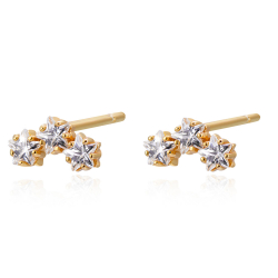 Silver Zircon Earrings Zirconia Earrings - 3 Cz - Zircon