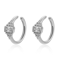 Silver Zircon Earrings Zirconia Earrings - Hoop - Zircon