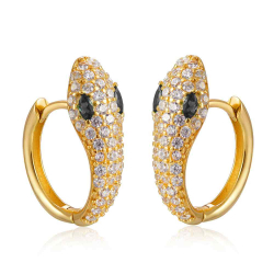 Silver Zircon Earrings Zirconia Earrings - Snake - Zircon