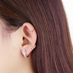 Silver Zircon Earrings Zirconia Earrings - Snake - Zircon