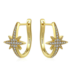 Silver Zircon Earrings Zirconia Earrings - Star - Zircon
