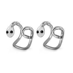 Silver Zircon Earrings Zirconia Earrings - Snake - Zircon