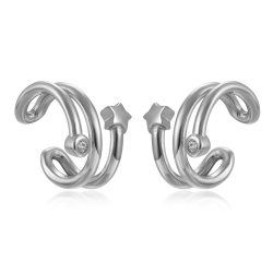 Silver Zircon Earrings Zirconia Earrings - Earcuff - Zircon