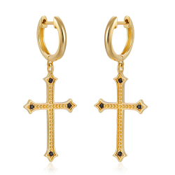 Silver Zircon Earrings Zirconia Earrings - Cross - Zircon