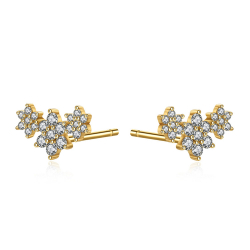 Silver Zircon Earrings Zirconia Earrings - 3 Stars