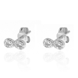 Silver Zircon Earrings Zirconia Earrings - Infinity