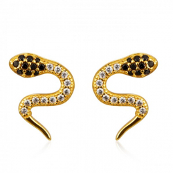 Silver Zircon Earrings Zirconia Earrings - Snake