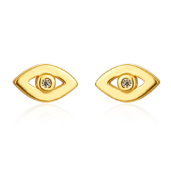 Silver Zircon Earrings Zirconia Earrings - Eye