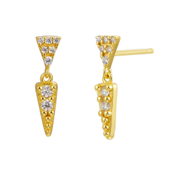 Silver Zircon Earrings Zirconia Earrings - Triangle