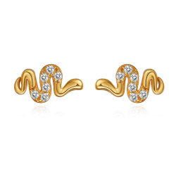 Silver Zircon Earrings Zirconia Earrings - Snake