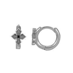 Silver Zircon Earrings Zirconia Earrings - Cross