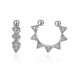 Silver Zircon Earrings Zirconia Earrings - Earcuff