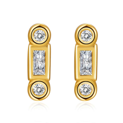 Silver Zircon Earrings Zirconia Earrings - Bar