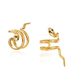 Boucles D'Oreilles Argent Zircone Boucles d'oreilles Earcuff - Zircone de couleur Noire - Serpent