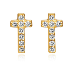 Silver Zircon Earrings Zirconia Earrings - Cross