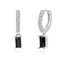 Silver Zircon Earrings Zirconia Earrings - Hoop