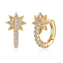 Silver Zircon Earrings Zirconia Earrings - Star