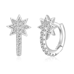 Silver Zircon Earrings Zirconia Earrings - Star