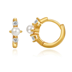 Silver Zircon Earrings Zirconia Earrings - Pearl