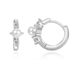 Silver Zircon Earrings Zirconia Earrings - Pearl