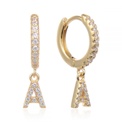 Silver Zircon Earrings Zirconia Earrings - Letter