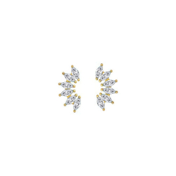 Silver Zircon Earrings Earrings Zirconia - Flower 7 * 14 mm