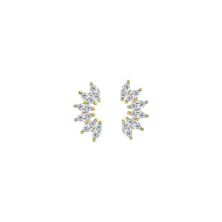 Silver Zircon Earrings Earrings Zirconia - Flower 7 * 14 mm