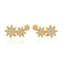 Silver Zircon Earrings Zirconia Earrings - Star