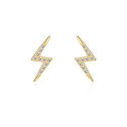 Silver Zircon Earrings Zirconia Earrings - Lightning