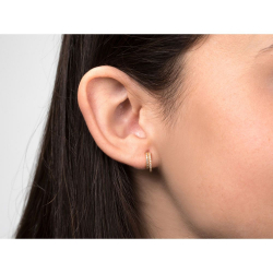 Silver Zircon Earrings Zirconia Earrings - Semi Circle