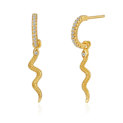 Silver Zircon Earrings Zirconia Earrings - Snake