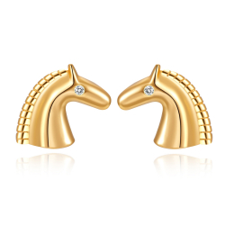 Silver Zircon Earrings Zirconia Earrings - Horse