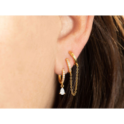 Boucles D'Oreilles Argent Zircone Boucles d'oreilles Anneau - Zircone