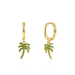 Silver Zircon Earrings Earrings Hoop Palm Tree  Zirconia 12mm