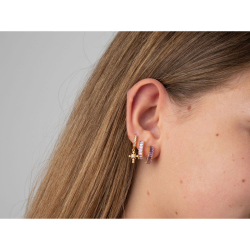 Silver Zircon Earrings Hoop Earrings - Zirconia Rectangular 3mm