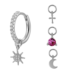 Boucles D'Oreilles Argent Zircone Boucle d'oreille Zircone - 4 Charms