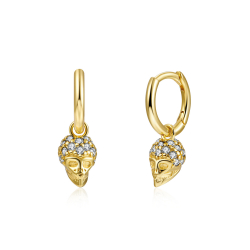 Boucles D'Oreilles Argent Zircone Boucles d'oreilles Anneau - Tête de mort