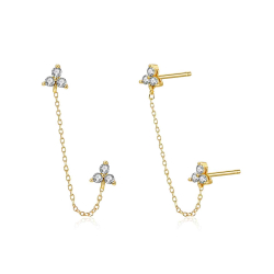 Silver Zircon Earrings Zirconia Earrings - Chain - Zirconia