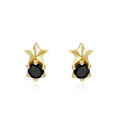 Silver Zircon Earrings Earrings Star 4*7 CZ 3mm Gold Plated