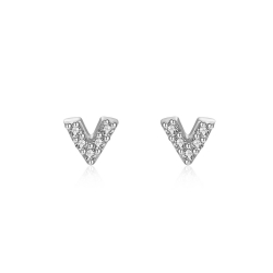 Silver Zircon Earrings Zircon Earrings - V