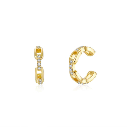 Silver Zircon Earrings Earcuff Link - Zircon