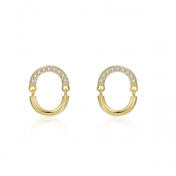 Silver Zircon Earrings Zirconia Earrings - Hoop - Zircon